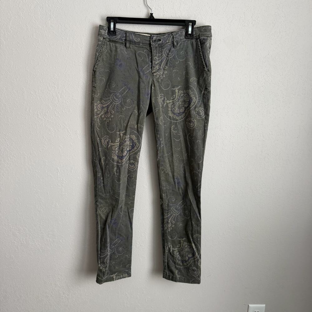 Pilcro and the Letterpress Green Paisley Hyphen Slim Leg Chino Pants Womens 26